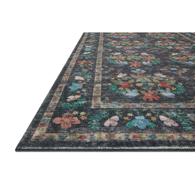 Rifle Paper Co. x Loloi Courtyard Charcoal Area Rug feat. CloudPile